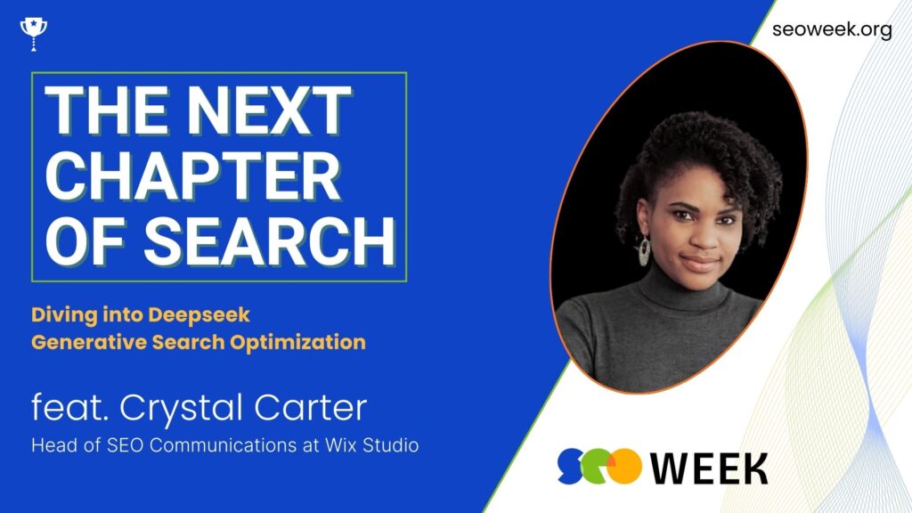 Feature image of Crystal Carter's mini podcast interview for her SEO Week presentation