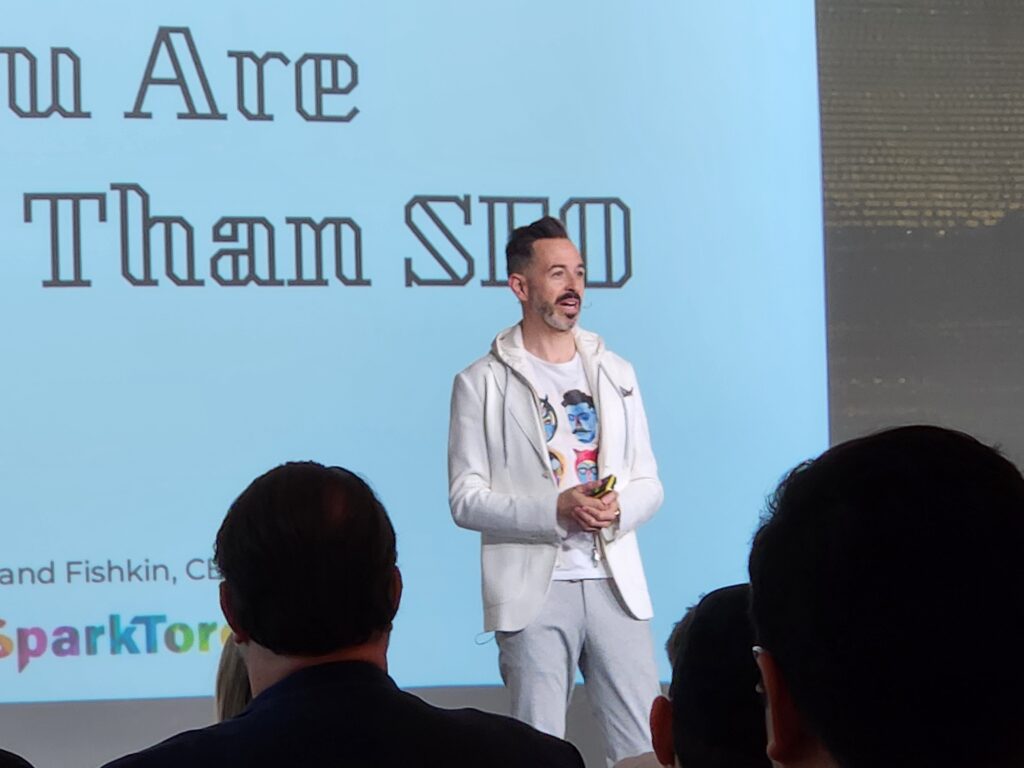 Rand presenting at SEO Week 2025